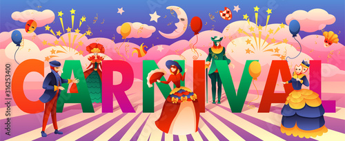 Venetian carnival colorful advertising poster