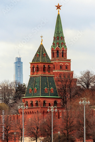 Moscow Kremlin, Red Square, Zaryadye Park, Floating bridge and St. Basil's Cathedral photo