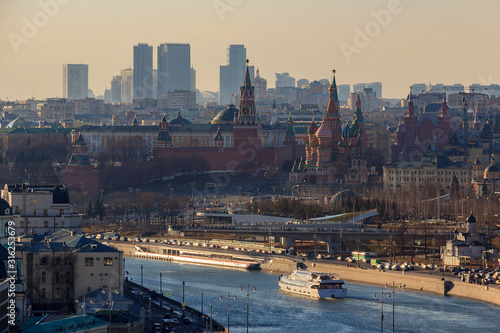 Moscow Kremlin, Red Square, Zaryadye Park, Floating bridge and St. Basil's Cathedral photo