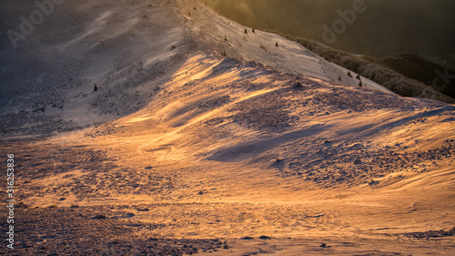 Fototapeta Naklejka Na Ścianę i Meble -  Splendid sunrise in the mountains. Carpathian Mountains. Bieszczady National Park. Poland.