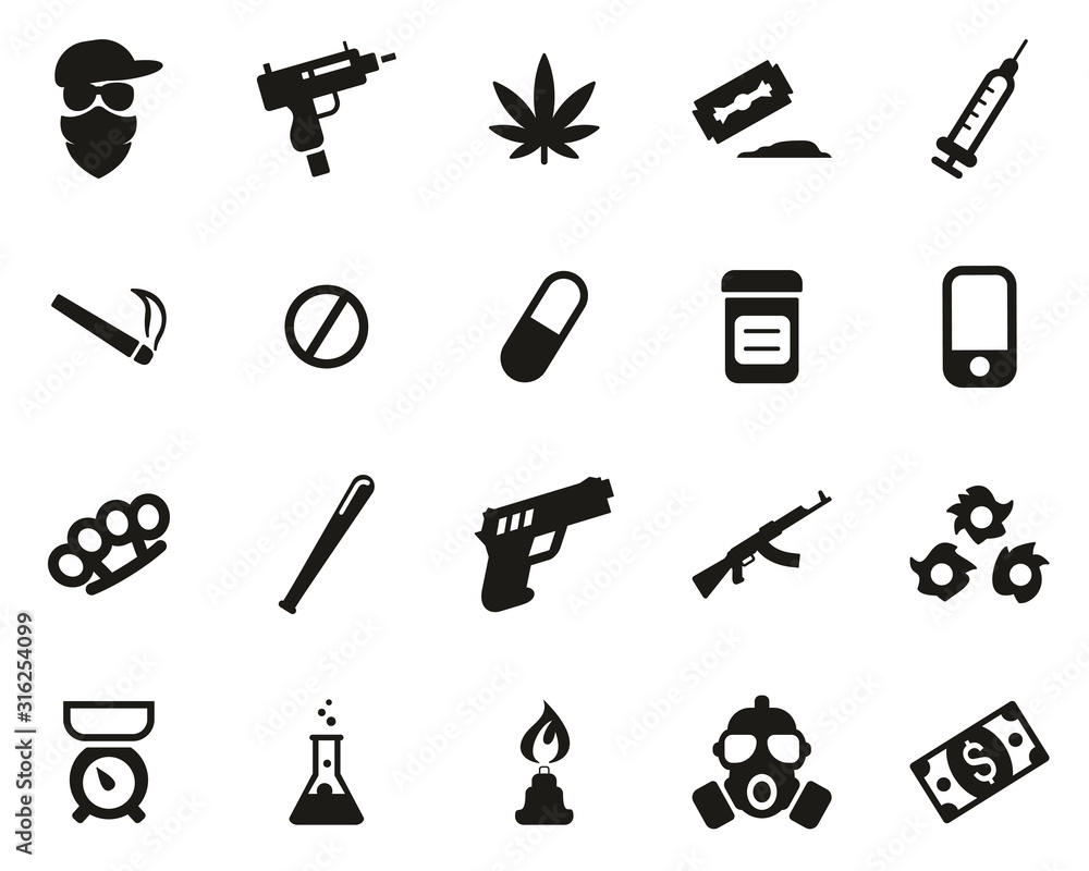 Drug Dealer Or Drug Cartel Icons Black White Set Big Stock Vector drug-dealer-or-drug-cartel-icons-black-white-set-big-stock-vector