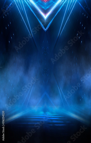 Abstract futuristic blue ne...