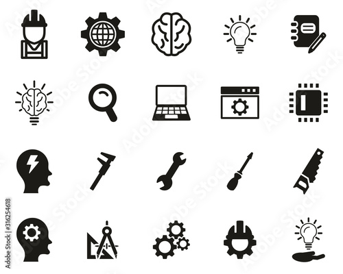 Engineering Icons Black & White Set Big