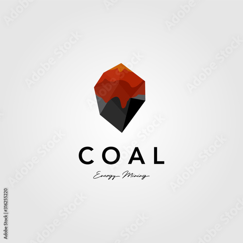coal mining logo melting hot fire vector illustration design