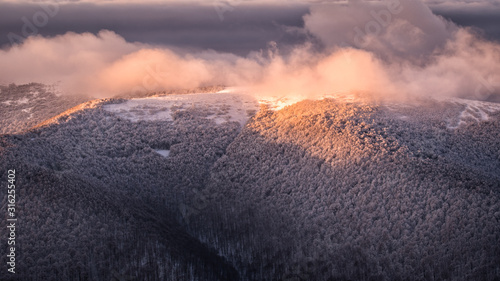 Fototapeta Naklejka Na Ścianę i Meble -  Splendid sunrise in the mountains. Carpathian Mountains. Bieszczady National Park. Poland.