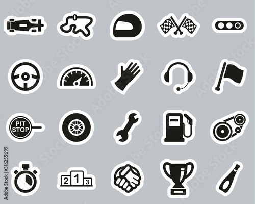 Formula Racing Icons Black & White Sticker Set Big
