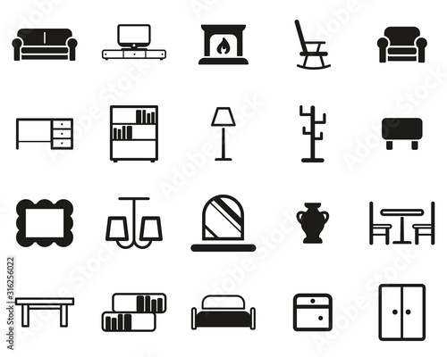 Furniture Icons Black & White Set Big