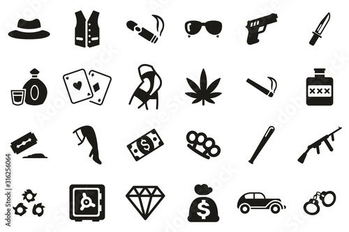 Gangster Lifestyle Icons Black & White Set Big