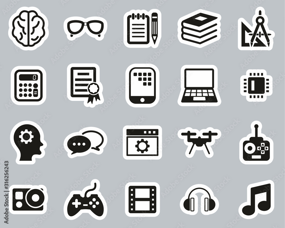 Geek Culture Icons Black & White Sticker Set Big Geek Culture Icons Black & White Sticker Set Big