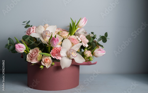 Wedding flowers, bridal bouquet closeup. Decoration made of roses, peonies and decorative plants, close-up, selective focus, nobody, objects © kalinichenkod