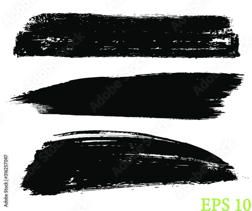 Black line  grunge brush strokes  ink paint  set  Vector black paint brush spots  highlighter lines or felt-tip pen marker horizontal blobs. Marker pen or brushstrokes and dashes.Brush strokes 