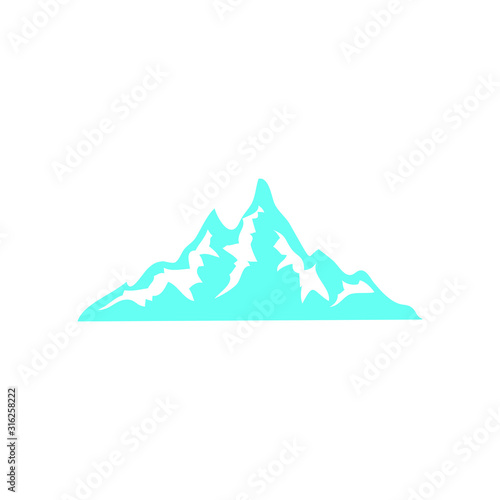 vector icon. of Mountain silhouette Mountains ranges. Black and white mountain icon Rocky peaks. 