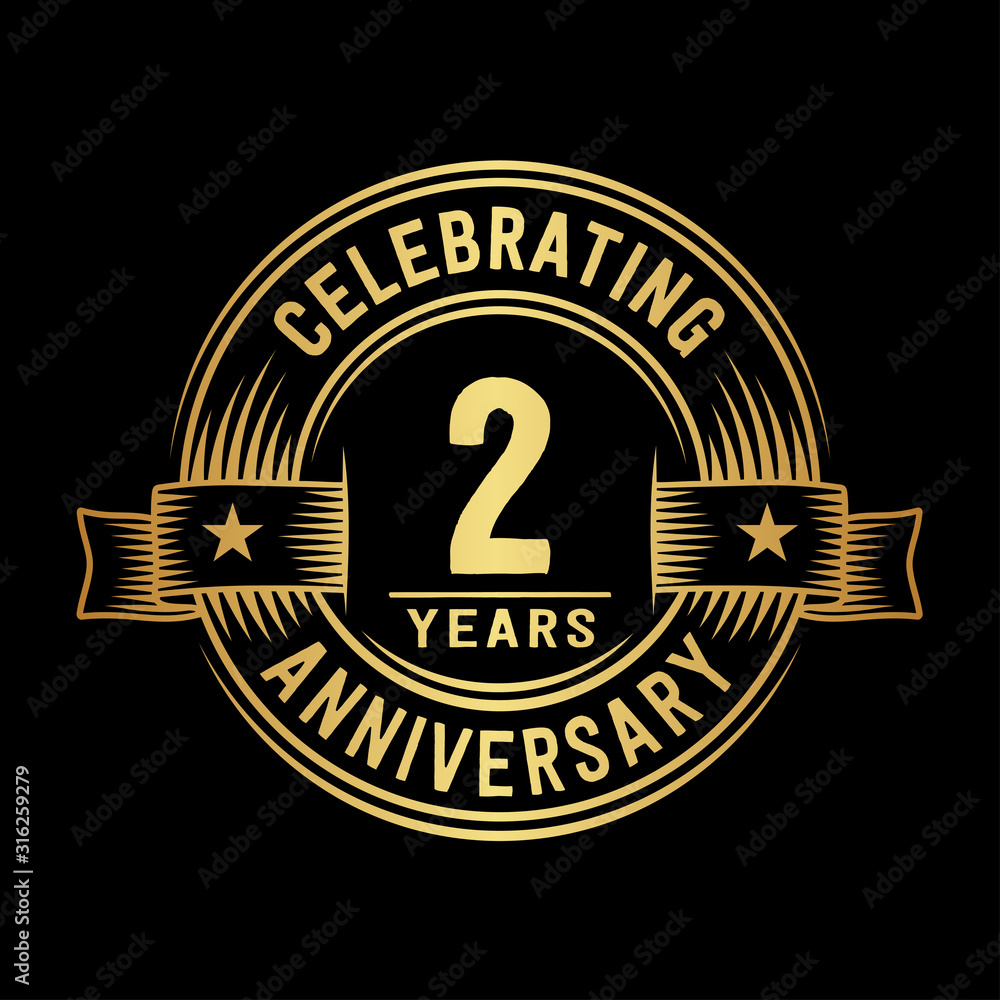 Fototapeta premium 2 years anniversary celebration logotype. Vector and illustration.