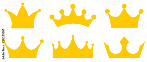 Crown simple icons collection vector