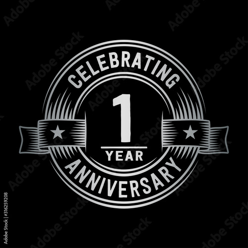 1 year anniversary celebration logotype. Vector and illustration.