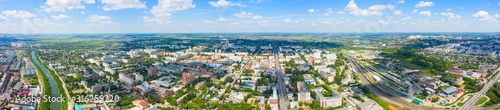 Panorama of Tula city and Upa River Embankment  district Zarechye and a park in the new part of Tula