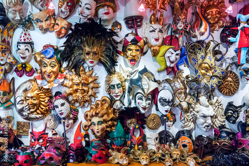 carnival masks souvenir shop in Venice