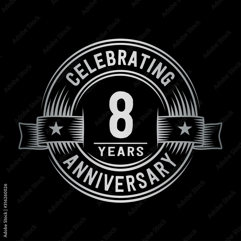 8 years anniversary celebration logotype. Vector and illustration.