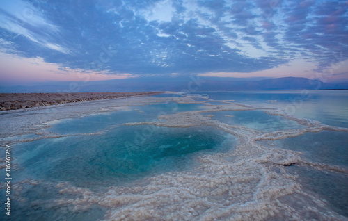 Salt deposits, typical landscape of the Dead Sea.