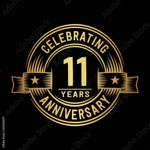 11 years anniversary celebration logotype. Vector and illustration.