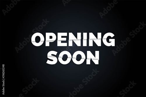 Black opening soon realistic design background, web banner design, discount card, promotion, flyer layout, ad, advertisement, printing media.