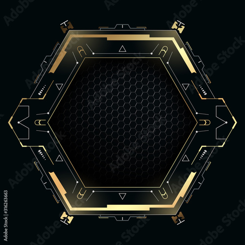 Futuristic hexagon with copy space.