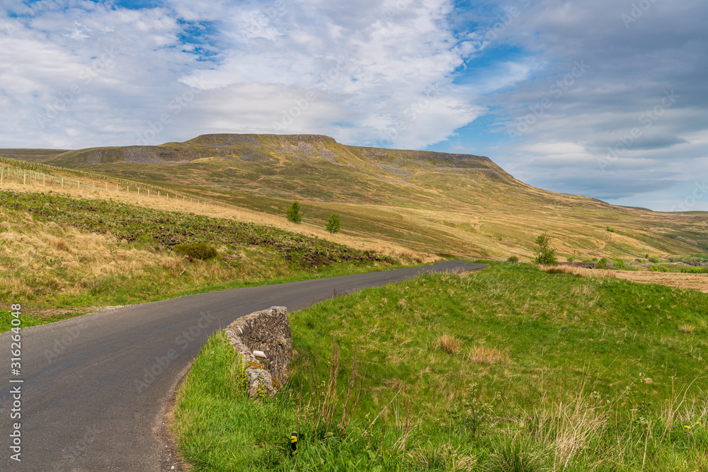 Landscape in the Eden District of Cumbria, seen on the B6259 road between Garsdale Head and Aisgill, England, UK