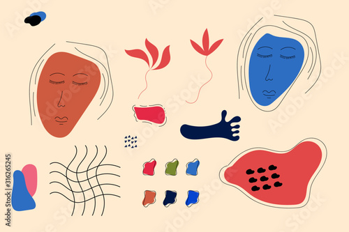 Set of hand drawn various shapes and doodle objects.