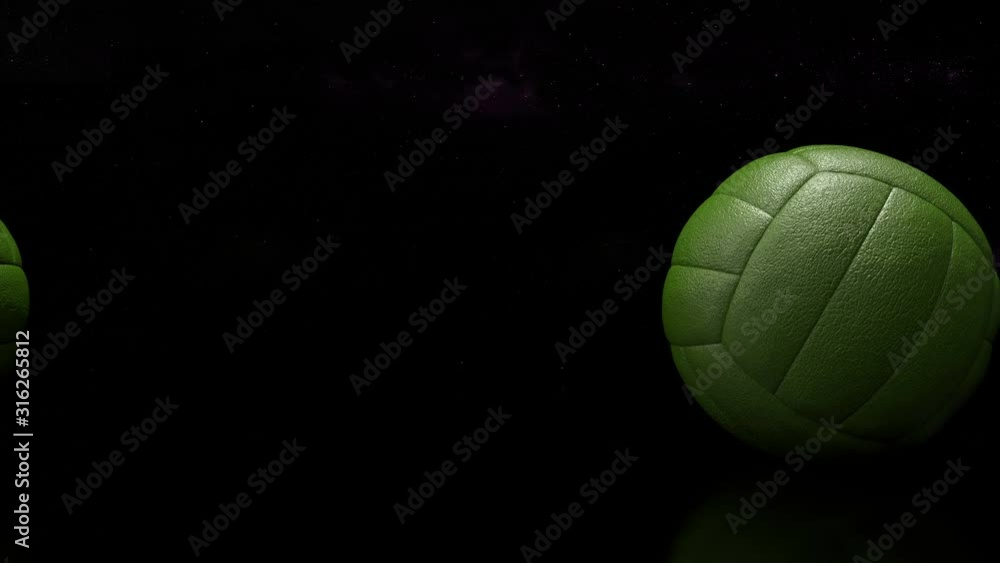 3d design of retro volleyball balls on the dark background. Looped