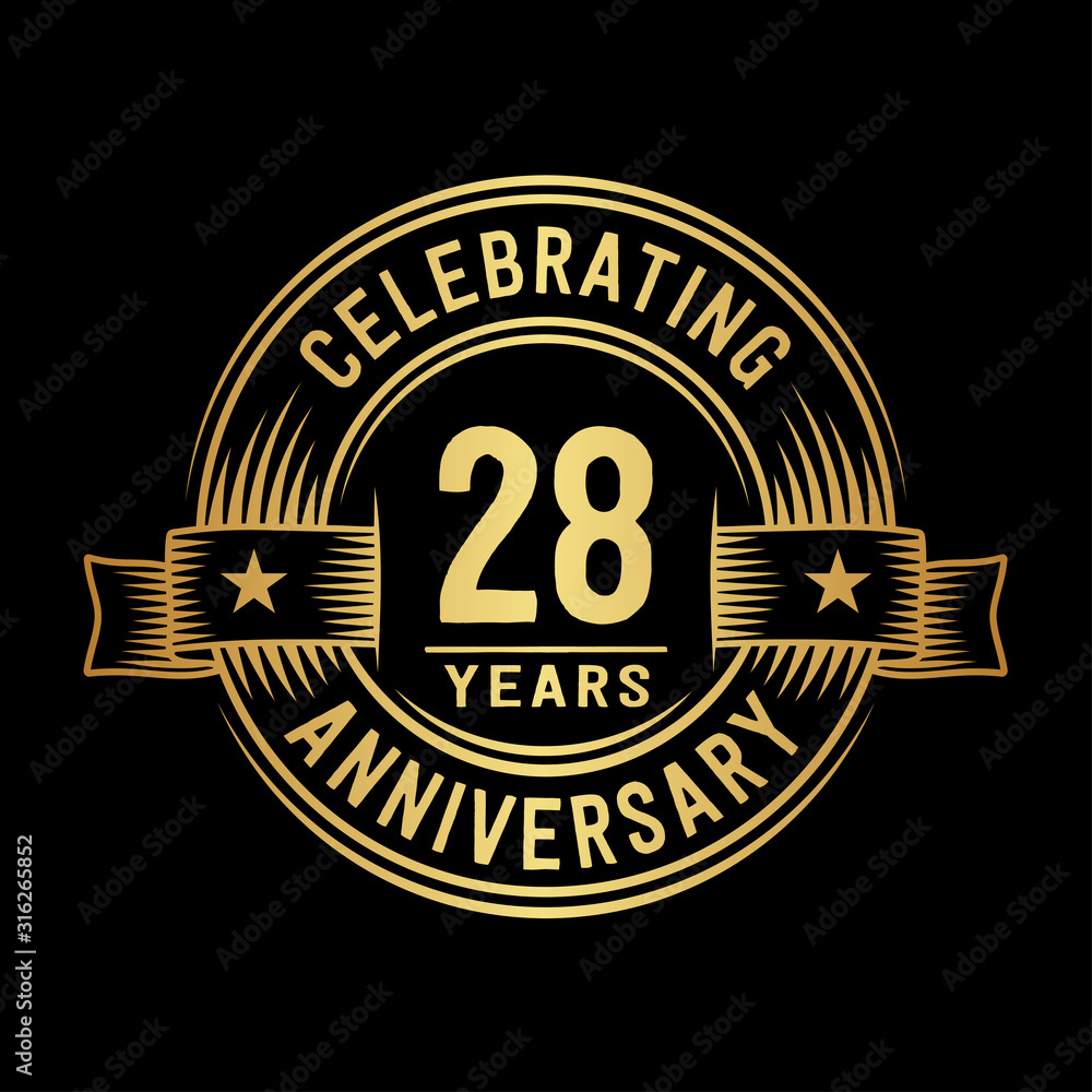 28 years anniversary celebration logotype. Vector and illustration.