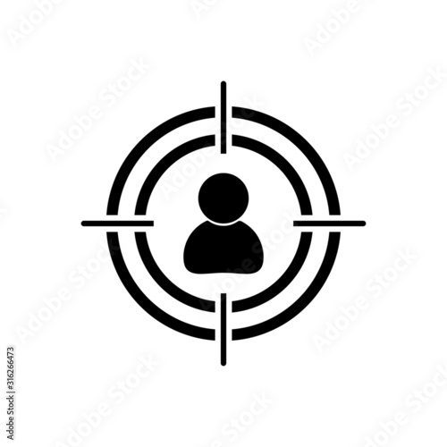 TARGET USER ICON. FOCUS SIGN SYMBOL VECTOR ILLUSTRATION