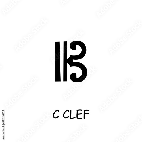 C Clef flat vector icon