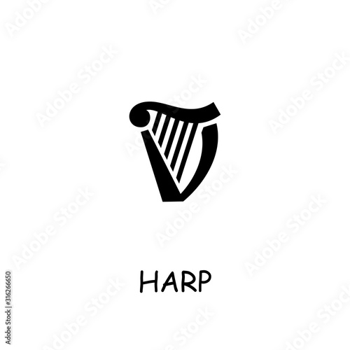 Fényképezés Harp flat vector icon