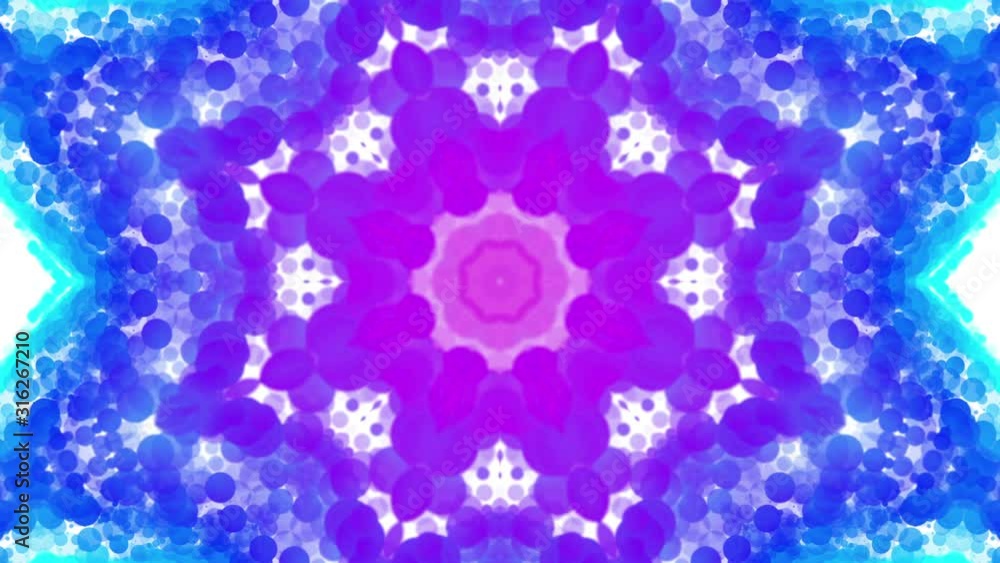 beautiful kaleidoscope patterns of multicolored round particles on a white background. Abstract animated background. 3d render beautiful kaleidoscope patterns of multicolored round particles on a white background. Abstract animated background. 3d render