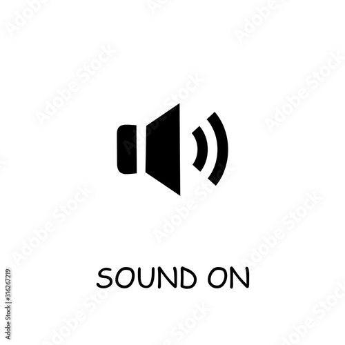 Sound On, Audio flat vector icon