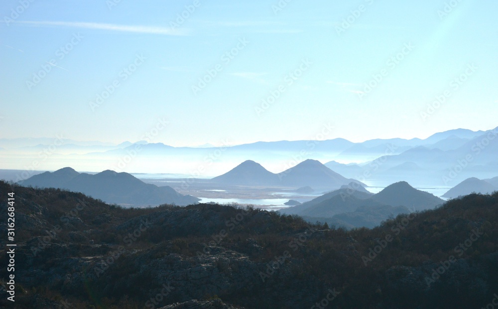 winter landscape of hills and valleys