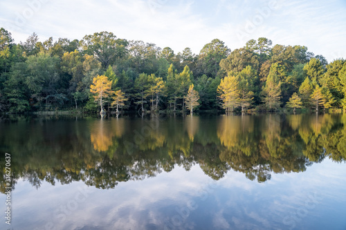 Trees line the water ways of Broken Bow, Oklahoma.