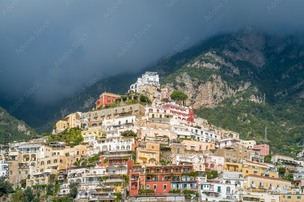 Positano old town on the hill. Amalfi coast, Italy