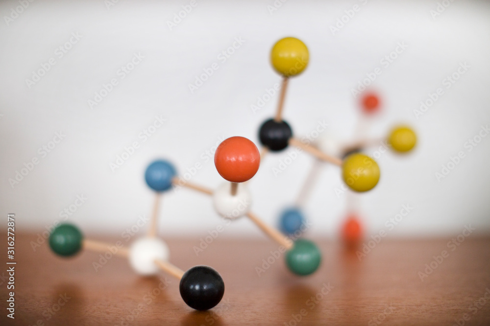 retro wooden  toy, molecular model 