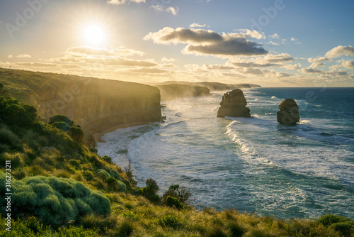 gibson steps at sunrise, twelve apostles, great ocean road in victoria, australia