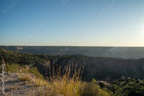 The canyon winds through Palo Duro Canyon State Park near Amarillo, Texas.  © Matthew