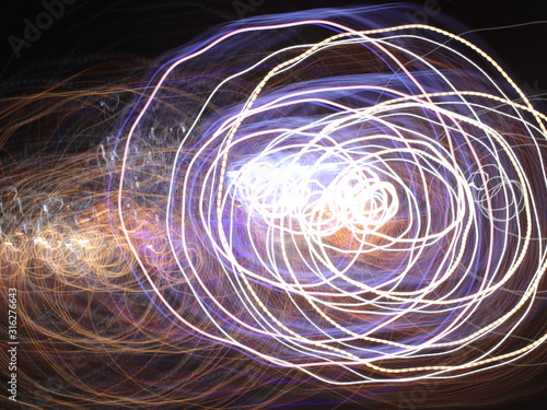 Camera Slow Shutter movement produce lighting effects and double image of Patong Phuket Thailand
