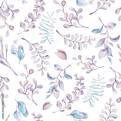 Seamless floral summer pattern with hand painted watercolor flowers  leaves  berries. Can be used for fabric  wallpaper  packaging  wrapping paper  scrapbook paper