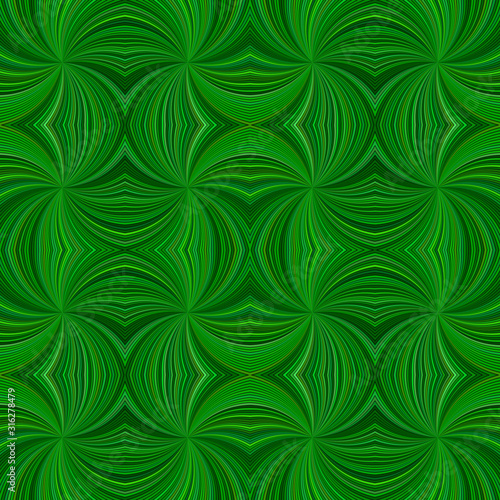 Green seamless psychedelic abstract swirling ray stripe pattern background - vector design