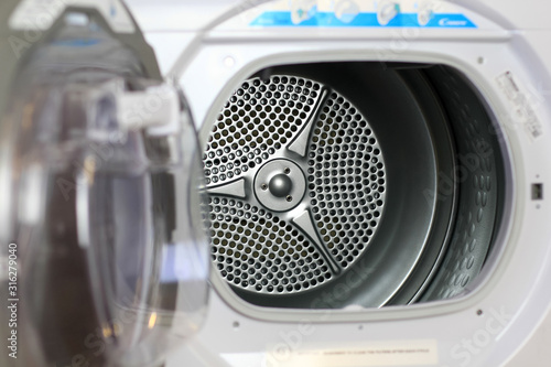 commercial clothes dryer drum, inside view