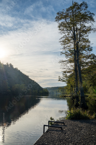 Trees line the waterways of Broken Bow, Oklahoma. 