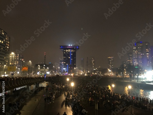 Canvas Print Blick von der Erasmus Brücke zu Silvester