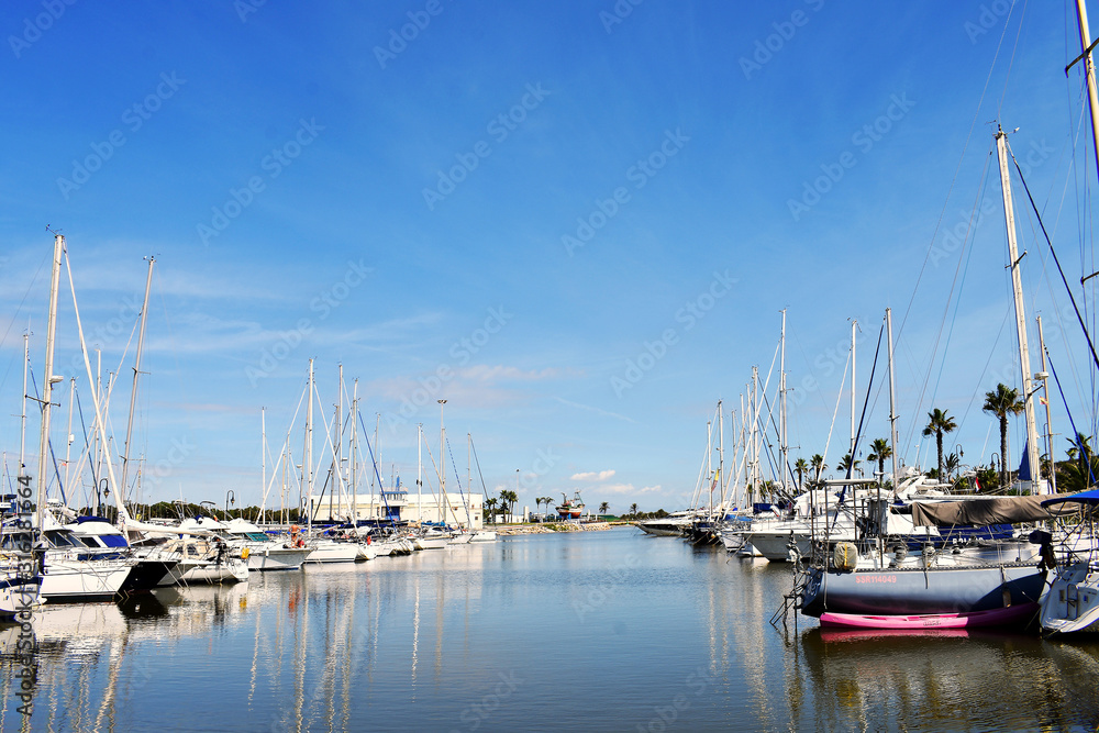 Leisure port, sports port Marina de las Dunas in Guardamar del Segura, Alicante. Spain. Europe. September 23, 2019