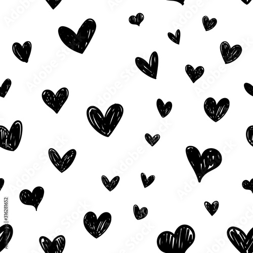 Heart doodles seamless pattern