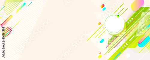 Pastel gentle muted background. Banner summer ecology pink, green and yellow lines and points minimal geometric